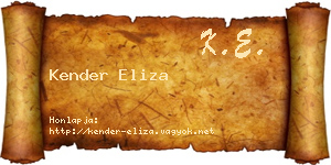 Kender Eliza névjegykártya